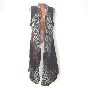 Paris Mues Sequin Cardigan Sweater Woman Med Patchwork Crochet Fairy Witchy Boho